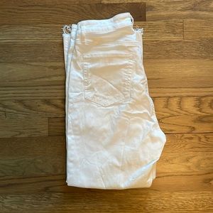 LOFT White Denim Curvy High Waist Kick Crop, Size 30